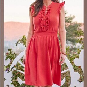 MATILDA JANE coral-pink ruffle front dress, Sz Large.